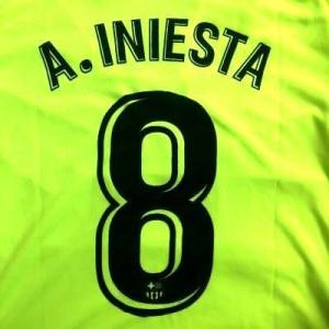 大人用 A134 バルセロナ A.INIESTA*8 イニエスタ 黄斜め線 20 ゲームシャツ パン...