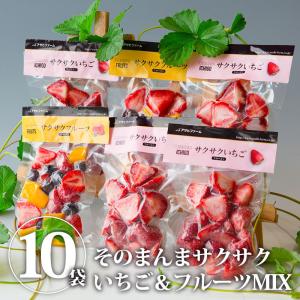 そのまんまサクサクいちご＆フルーツMIX 10袋入　摘みたてイチゴをそのまま瞬間冷凍 冷凍苺 | いちご イチゴ 苺 (アサヒファーム)【WS】｜monmiya
