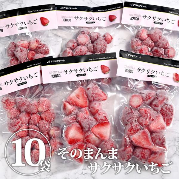 冷凍いちご そのまんまサクサクいちご 10袋入　摘みたてイチゴをそのまま瞬間冷凍 冷凍苺 | いちご...