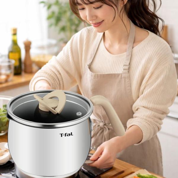 ティファール T-fal オプティスペースIHステンレス マルチポット 16cm チタン・インテンス...
