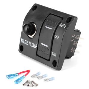 12V/24V ビルジポンプスイッチパネル LEDインジケータ内蔵 3方向制御 オート/手動｜mono-prox-store