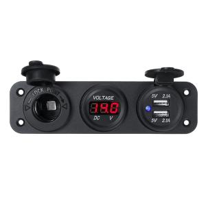 増設ソケット 車 シガーソケット ２連 ３連 12V携帯電話充電器、LEDデジタル電圧計、USB、デュアルプラグ、12ボルトアダプター｜mono-prox-store