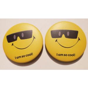缶バッジ　スマイル　ニコちゃん　I am so cool！2個入り　直径44ミリ