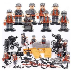 MOC LEGO レゴ ブロック 互換 WW2 第二次世界大戦 ドイツ軍 ナチス 指揮官 兵士 ミニフィグ 8体セット 大量武器・装備・兵器付き｜monobase2021