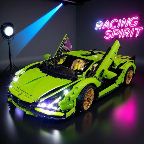 MOC LEGO レゴ 42115 互換 テクニック ランボルギーニ シアン FKP 37 LED ...