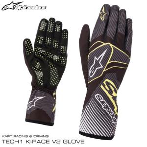 完売：2020-21モデル アルパインスターズ レーシンググローブ TECH1-K RACE V2 CARBON ブラック×グリーンライム レーシングカート・走行会用 (3552420-160)