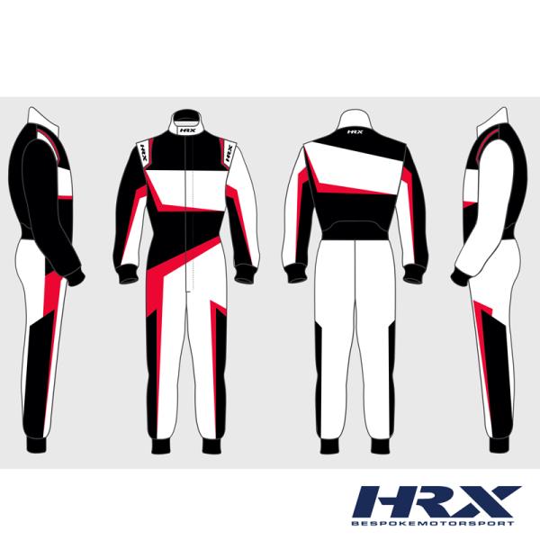 HRX レーシングスーツ ZERO ICON ゼロアイコン ホワイト×ブラック×レッド FIA885...