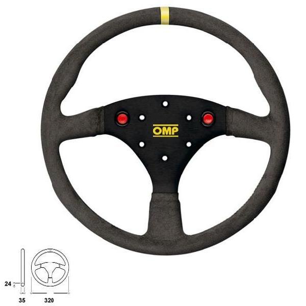OMP ステアリング OD0-2042-A02 ALU-S 320 ブラック スエード フラットタイ...