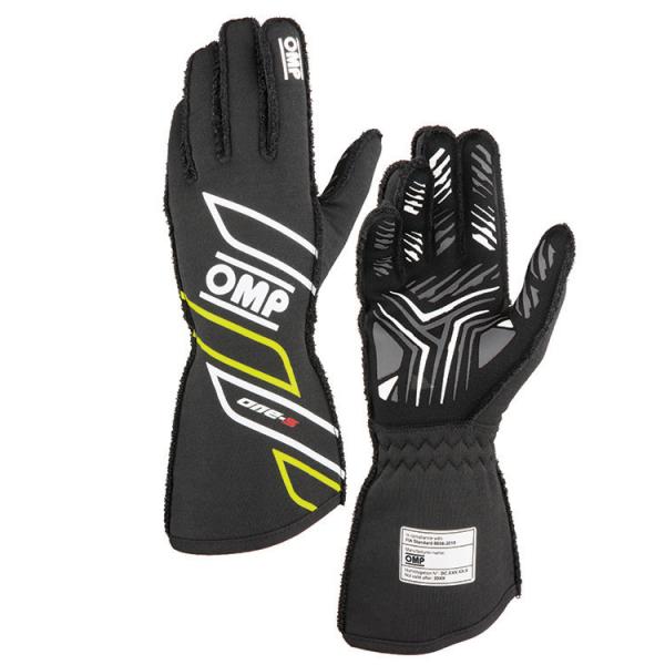 OMP ONE-S GLOVE ダークグレー×イエロー(184) レーシンググローブ FIA公認88...