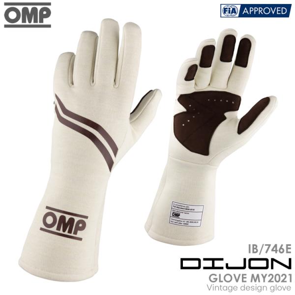 OMP DIJON GLOVE クリームホワイト×ブラウンストライプ (028) レーシンググローブ...
