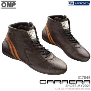 OMP Carrera SHOES MY2021 ダークブラウン (014) ヴィンテージデザイン レーシングシューズ FIA公認8856-2018 Dark Brown (IC/784E/014)｜monocolle