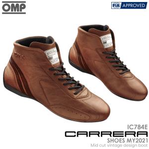 OMP Carrera SHOES MY2021 ブラウン (015) ヴィンテージデザイン レーシングシューズ FIA公認8856-2018 Brown (IC/784E/015)｜monocolle