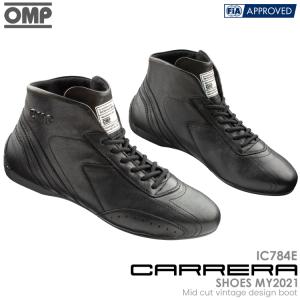 OMP Carrera SHOES MY2021 ブラック(079) ヴィンテージデザイン レーシングシューズ FIA公認8856-2018 Black (IC/784E/079)｜monocolle