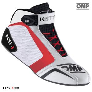 OMP KS-1 SHOES ホワイト×ブラック×レッド レーシングシューズ レーシングカート・走行会用 (IC815120)｜monocolle