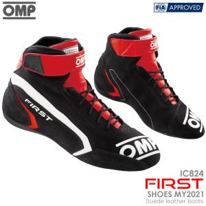 OMP FIRST SHOES MY2021 ブラック×レッド(073) レーシングシューズ FIA公認8856-2018 BLACK×RED (IC/824073)｜monocolle