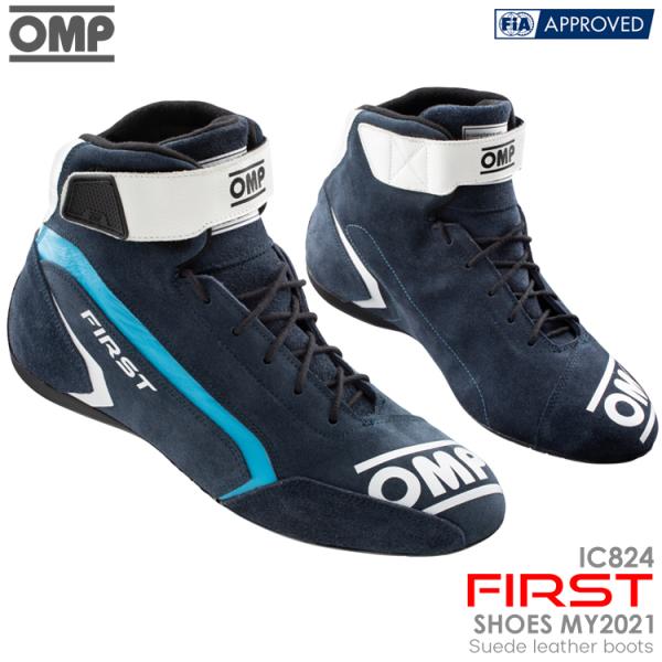 OMP FIRST SHOES MY2021 ネイビー×シアン(242) レーシングシューズ FIA...