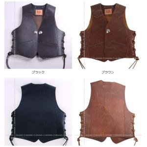 手縫いバイカーズベスト 上質ヌメ革・銀貨コンチョ使用 : 革工房 TEDDY