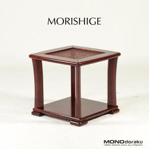 MORISHIGE/モリシゲ 漆塗り サイドテーブル 樺材 ラタン張り 伝統工芸 和室 花台 コンソール 飾り棚 和モダン｜monodoraku