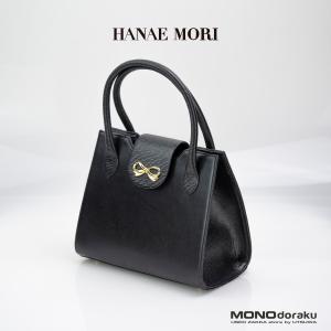 ハナエモリ HANAE MORI ブラック リボン レザー パーティーバッグ