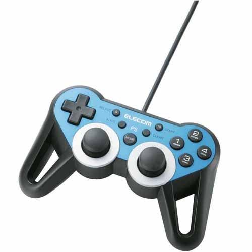ELECOM PS3用 USBゲームパッド PS3ゲーム用 12ボタン 振動 連射 高耐久 ブルー ...