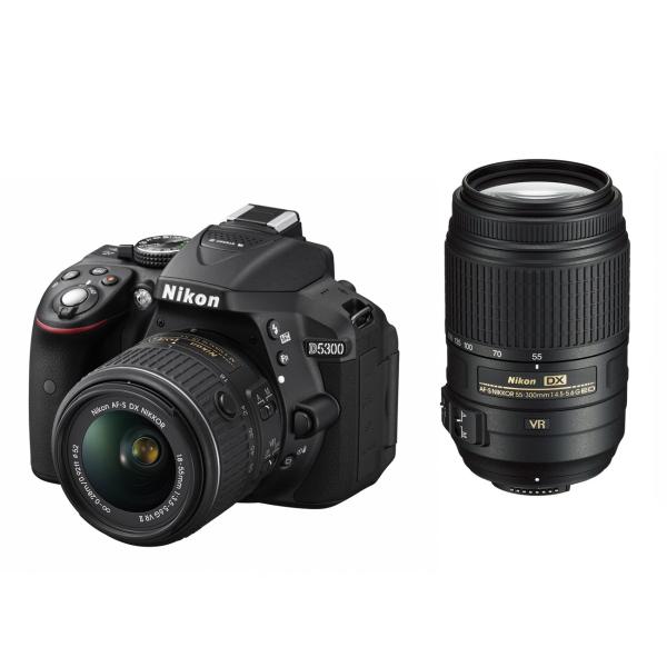 Nikon デジタル一眼レフカメラ D5300 ダブルズームキット ブラック 2400万画素 3.2...