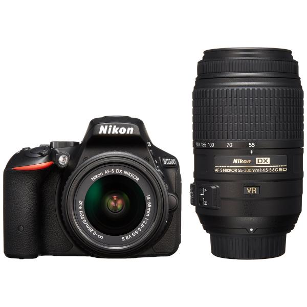 Nikon デジタル一眼レフカメラ D5500 ダブルズームキット ブラック 2416万画素 3.2...