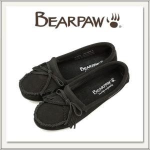 BEARPAW(ベアパウ) MOCJLスエードモカシンシューズ BLACK(黒色/ブラック) [スリッポン/ぺたんこ][本革リアルレザー][ローファー靴/ミネトンカ][レディース]｜monofactory