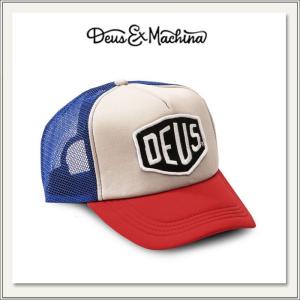 DEUS EX MACHINA(デウス エクス マキナ）BAYLANDS TRUCKER CAP(メッシュキャップ)BLUE×RED(ブルー×レッド)[ワッペン帽子][メンズ/レディース兼用]｜monofactory