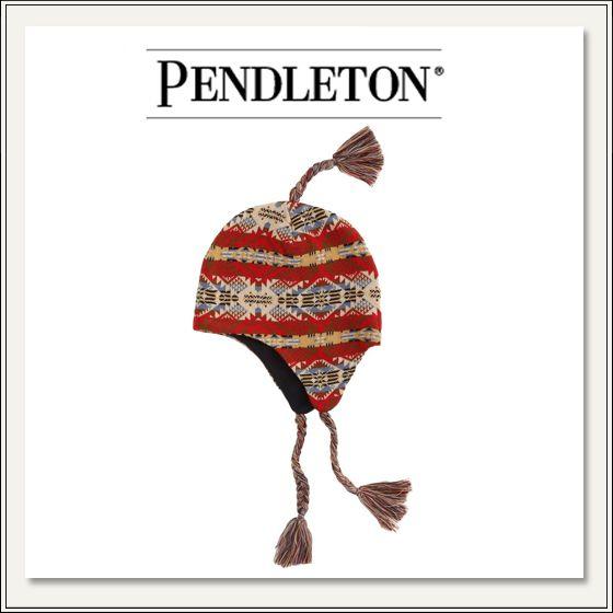 PENDLETON(ペンドルトン)ネイティブ柄ニットタッセル帽子 AB380 63750[タン 赤]...