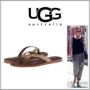 【UGG Australia(アグオーストラリア)】Allaria Metallic Leopard Calf Hair(アラリアメタリックレオパード)[フラットサンダル][トング][革レザー][レディス]