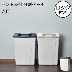 ゴミ箱 ごみ箱 おしゃれ 分別 キッチン 屋外 ベランダ ストッカー ロック 国産 フタ付き 蓋付 スリム ダストボックス アスベル ハンドル付 分別ペール 70L｜monogallery