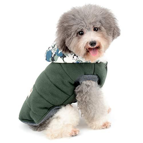 ZUNEA 犬服 パーカー ジャケット ベスト 迷彩柄 フード付き コート おしゃれ 猫用服 秋冬服...