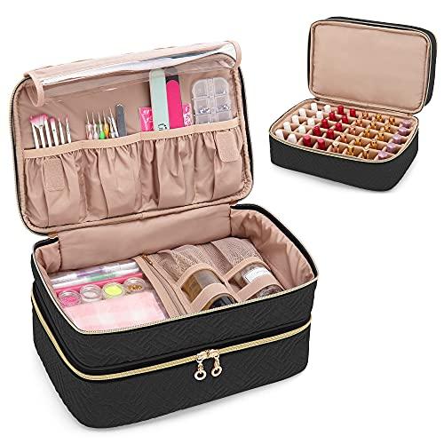 BAFASO マニキュアケース 二層式 40ボトル用（15ml） ネイル道具収納可 黒