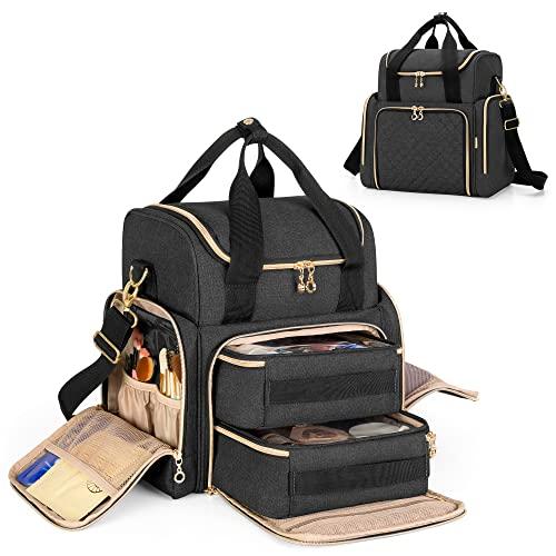 LUXJA メイクボックス プロ用 コスメバッグ メイクポーチ付き 仕切り付き 収納 3way 持ち...