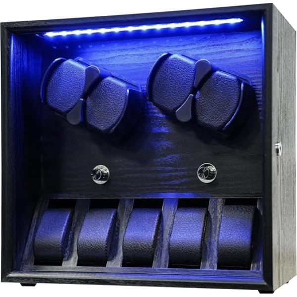 ワインディングマシーン 4本巻き 5本収納 腕時計自動巻き上げ機 ウォッチワインダー 時計ケース 調...