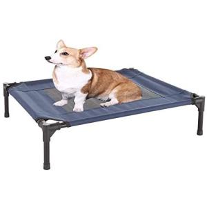 BQKOZFIN ペットベッド 犬ベッド 幅76cm ベーシック ペットベッド 脚つきコット型 折り畳み 地面から離れ 年中使え (ブルー M)