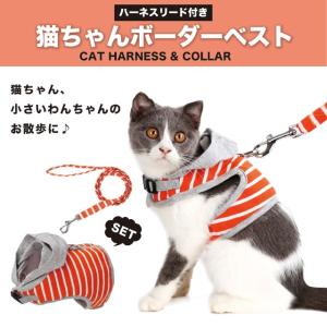 猫用ハーネス リード付き コットン 超小型犬にも 簡単脱着