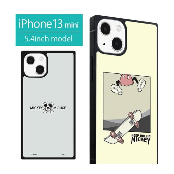 iPhone13 mini ケースディズニー ガラス スクエア iPhone 12mini アイフォ...
