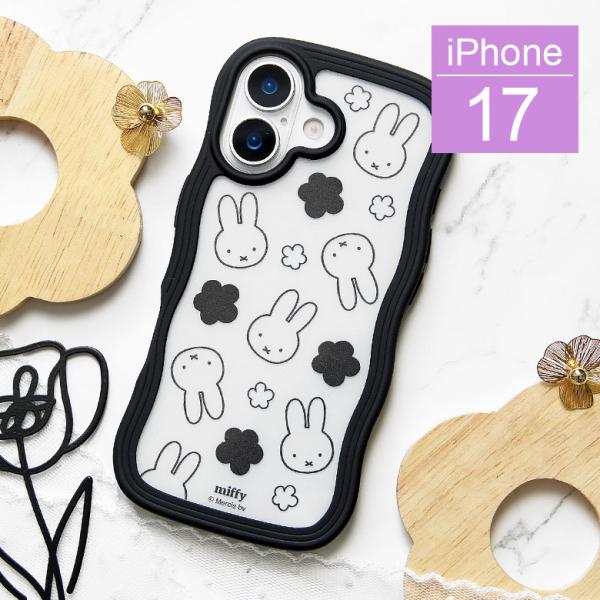 iPhone17 ケース 波型フレームケース ミッフィー miffy クリア ハイブリッド インナー...