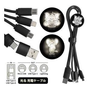 マルチ充電ケーブル トムとジェリー 光る USBケーブル タイプC microUSB tupe-c lighting  tmj-216｜monomode0629