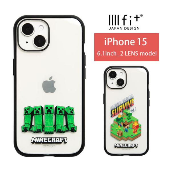 iPhone15 ケース クリア マインクラフト Minecraft IIIIfit Clear 携...