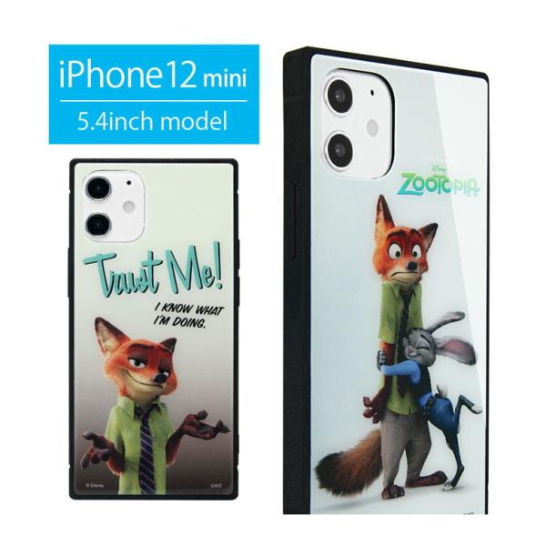 iPhone12 mini ケース ガラス スクエア ディズニー ズートピア iPhone 12mi...