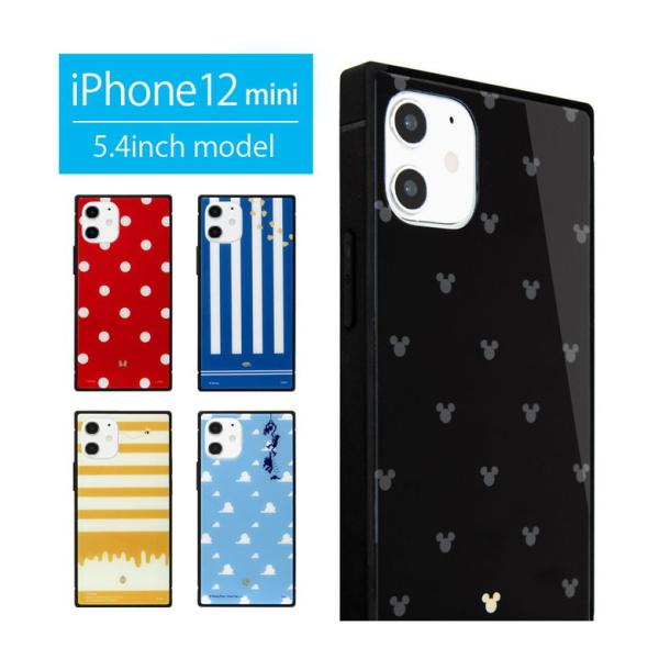 iPhone12 mini ケース ガラス スクエア ディズニー iPhone 12mini アイフ...