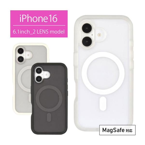 iPhone16 ケース クリア MagSafe 対応 プランプフレームケース ハイブリッド アイホ...