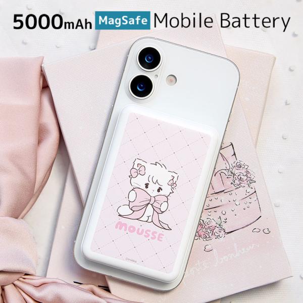 Lil ala mode モバイルバッテリー 5000mAh MagSafe対応 ワイヤレス充電 ケ...