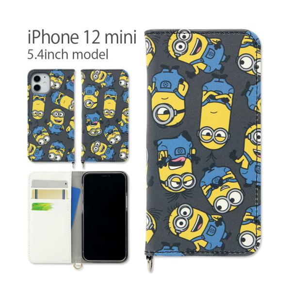 iPhone12 mini ケース ミニオンズ 手帳型 手帳 アイフォン12 ミニ iPhone12...