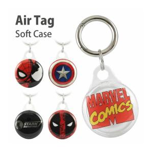 AirTag  ケースマ―ベル  MARVEL ソフト クリア ホルダー フルカバータイプ カラビナ...