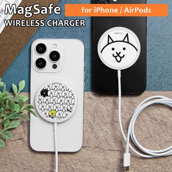 ワイヤレス充電器 iphone android Type-C MagSafe対応 にゃんこ大戦争 p...