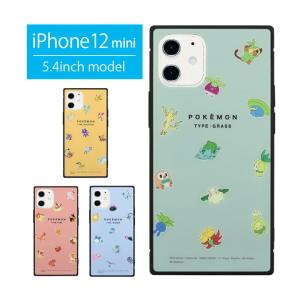 iphone12 mini ケース ガラス スクエア ポケットモンスター iPhone 12mini アイフォン12 mini ケース くさ ほのお みず でんき poke-685｜monomode