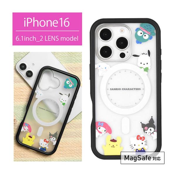iPhone16 ケース クリア MagSafe 対応 サンリオキャラクターズ プランプフレームケー...